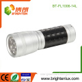 Factory Bulk Sale Pocket Size 3*AAA Dry Battery Powered Best Metal 14 led Cheap Torch with Plastic Rubber Grip